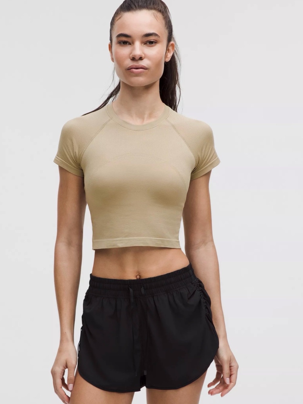 Lululemon Swiftly Tech Cropped Short-Sleeve Shirt 2.0- Sheer Oak- size 8